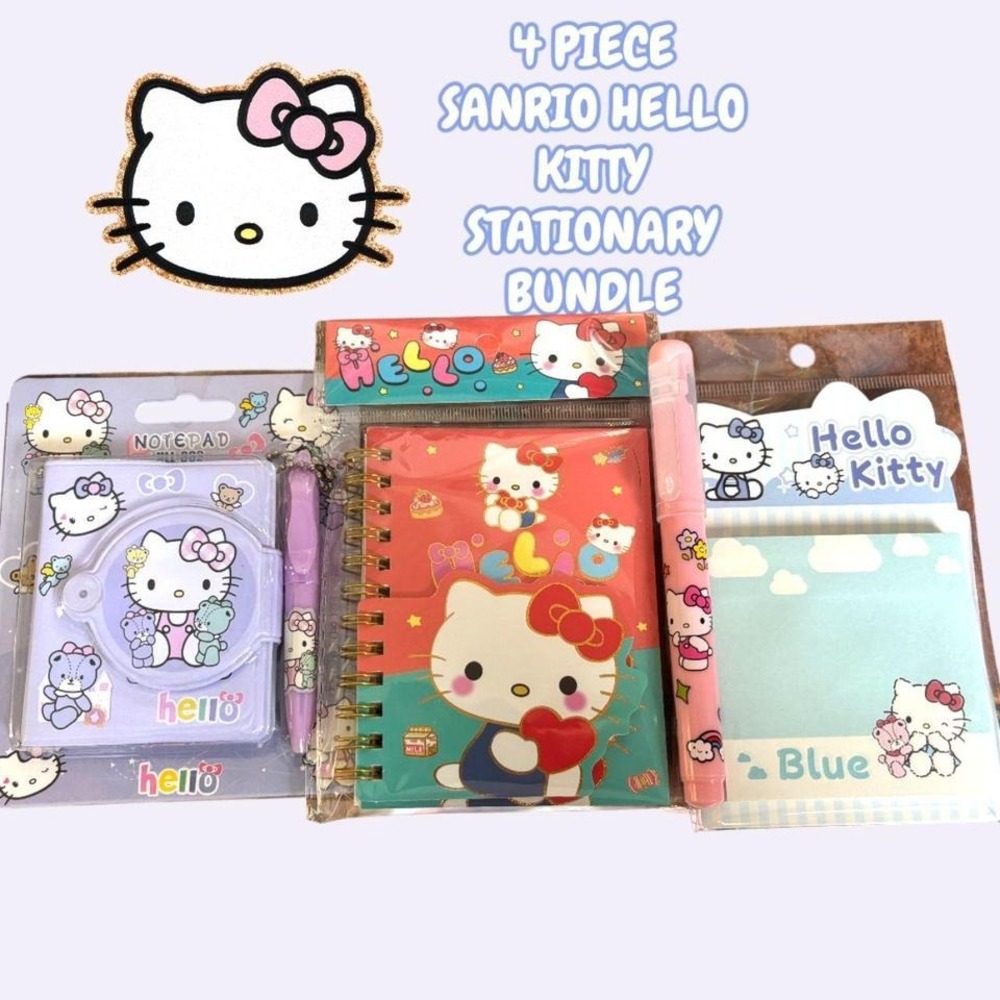 🍎 4pc Hello Kitty Red &‎ Purple Mini Stationery Bundle #3🍎